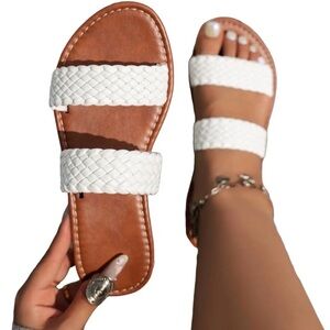 Open-Toe Braided Strap Summer Flat Sandal for Women 36 European - 5.5/6 US